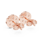 Rose Gold Floral Cluster Diamond Stud Earrings – Scalloped Halo Studs