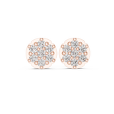 Rose Gold Floral Cluster Diamond Stud Earrings – Scalloped Halo Studs