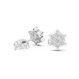 Rose Gold Floral Star Diamond Cluster Stud Earrings – Pointed Petal Halo Earrings