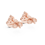 Rose Gold Crescent Diamond Cluster Stud Earrings – Curved Three-Stone Studs