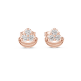 Rose Gold Crescent Diamond Cluster Stud Earrings – Curved Three-Stone Studs