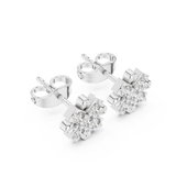 Rose Gold Vintage Filigree Clover Diamond Cluster Stud Earrings