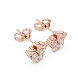 Rose Gold Butterfly Crown Diamond Cluster Stud Earrings