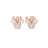 Rose Gold Butterfly Crown Diamond Cluster Stud Earrings