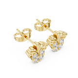 Rose Gold Butterfly Crown Diamond Cluster Stud Earrings