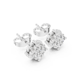 Rose Gold Square Quad Diamond Cluster Stud Earrings