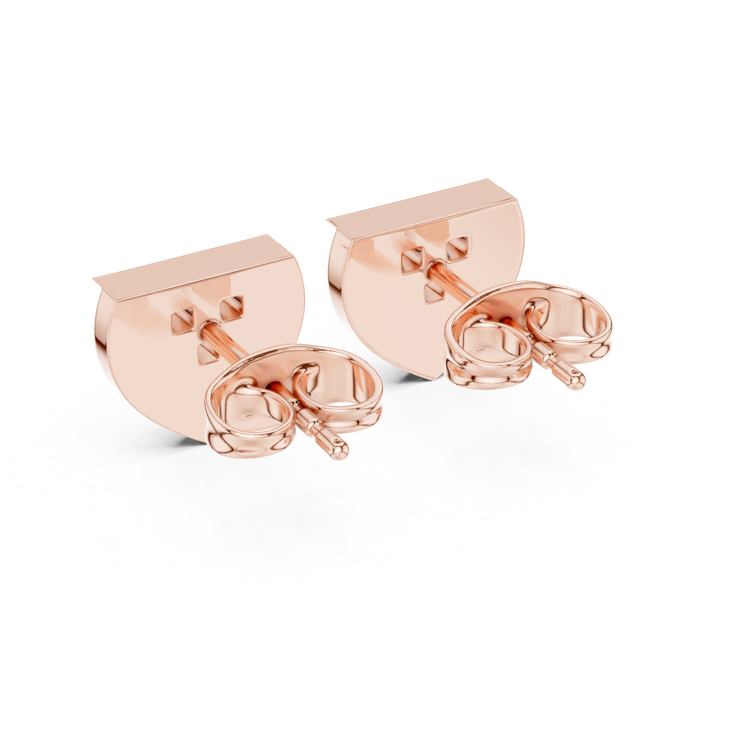 Rose Gold Geometric Triangular Shield Diamond Cluster Stud Earrings