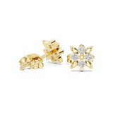 Rose Gold Butterfly Floral Diamond Cluster Stud Earrings