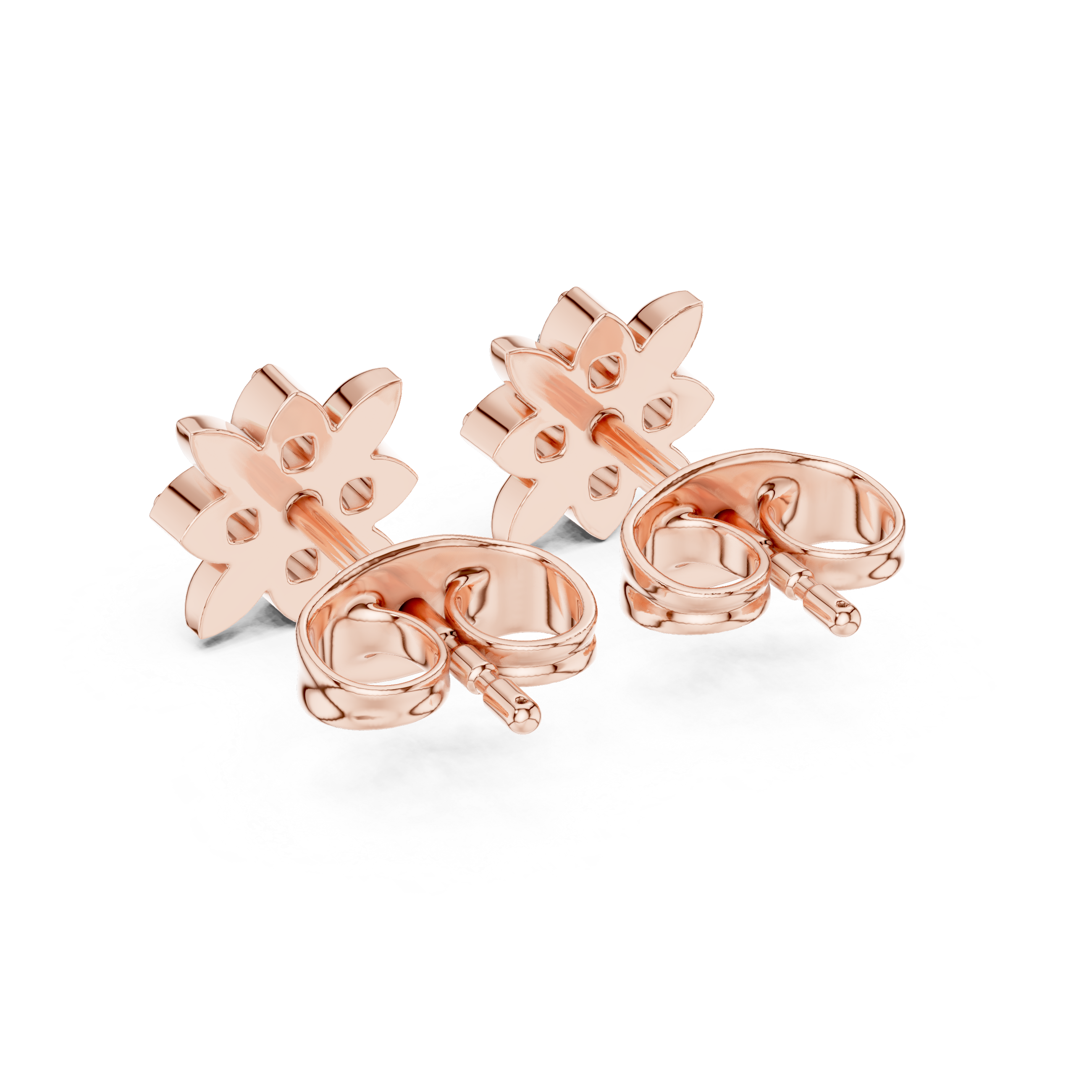 Rose Gold Butterfly Floral Diamond Cluster Stud Earrings