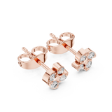 Rose Gold Pinwheel Swirl Floral Diamond Cluster Stud Earrings