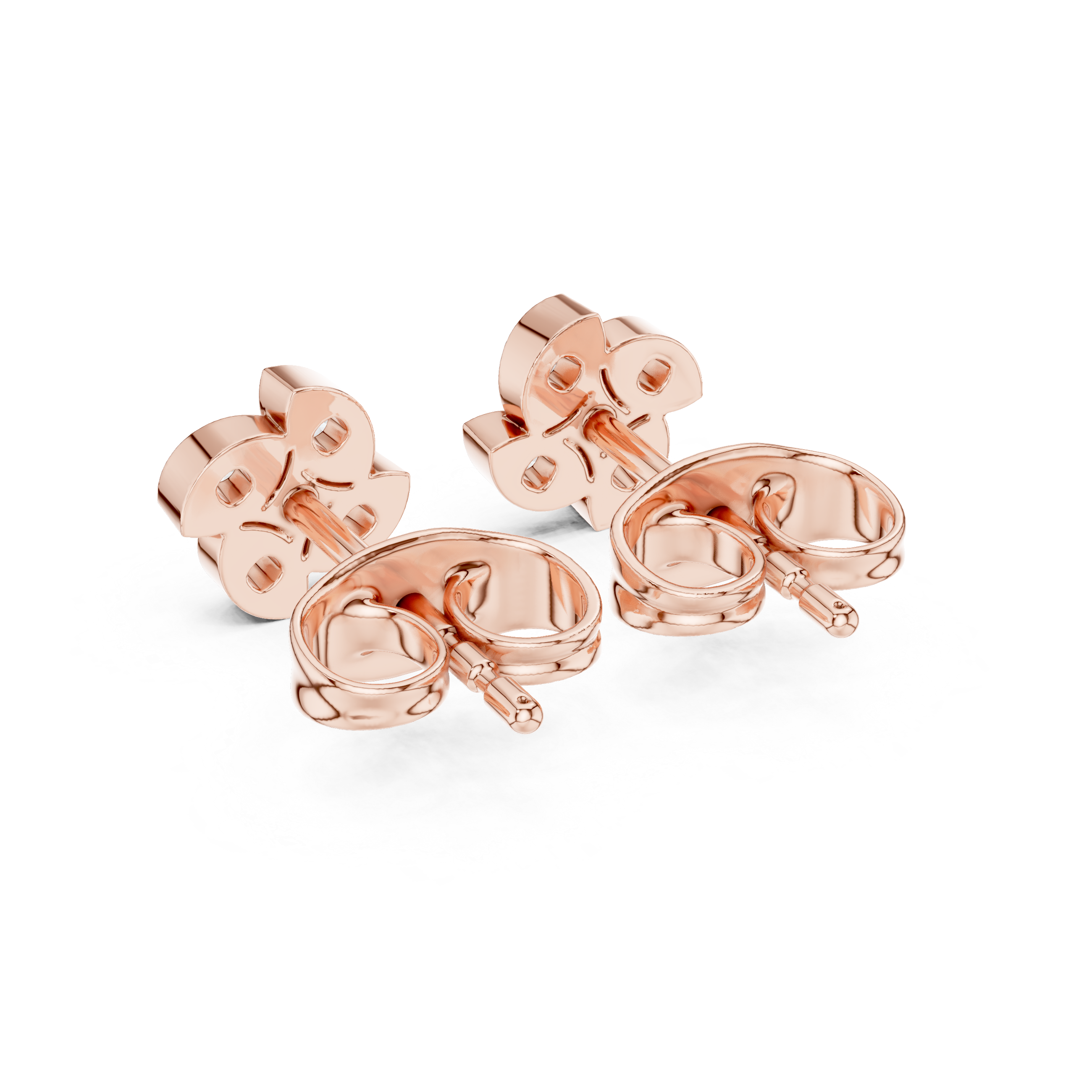 Rose Gold Pinwheel Swirl Floral Diamond Cluster Stud Earrings