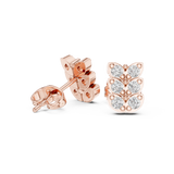 Rose Gold Triple Butterfly Diamond Cluster Stud Earrings