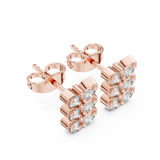 Rose Gold Triple Butterfly Diamond Cluster Stud Earrings