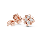 Rose Gold Vintage Scroll Swirl Diamond Cluster Stud Earrings