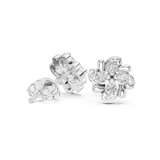Rose Gold Vintage Scroll Swirl Diamond Cluster Stud Earrings