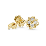 Rose Gold Vintage Scroll Swirl Diamond Cluster Stud Earrings