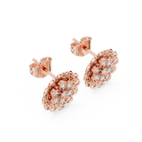 Rose Gold Royal Filigree Flower Diamond Mandala Stud Earrings