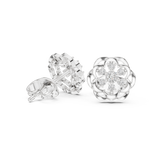Rose Gold Blooming Floral Petal Diamond Cluster Stud Earrings