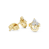 Rose Gold Swirl Wave Trio Diamond Cluster Stud Earrings