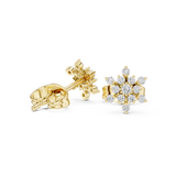 Rose Gold Snowflake Starburst Diamond Cluster Stud Earrings