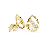 Rose Gold Curved Openwork Diamond Channel Stud Earrings