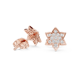 Rose Gold Crown Chevron Diamond Cluster Stud Earrings