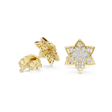 Rose Gold Crown Chevron Diamond Cluster Stud Earrings