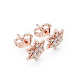 Rose Gold Crown Chevron Diamond Cluster Stud Earrings