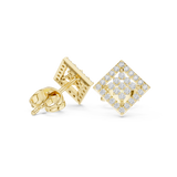Rose Gold Geometric Square Diamond Stud Earrings
