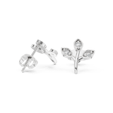 Rose Gold Floral Leaf Branch Diamond Stud Earrings