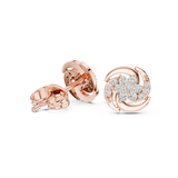 Rose Gold Swirl Cluster Floral Diamond Stud Earrings