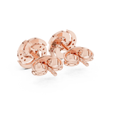 Rose Gold Swirl Cluster Floral Diamond Stud Earrings