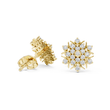 Rose Gold Snowflake Floral Cluster Diamond Stud Earrings