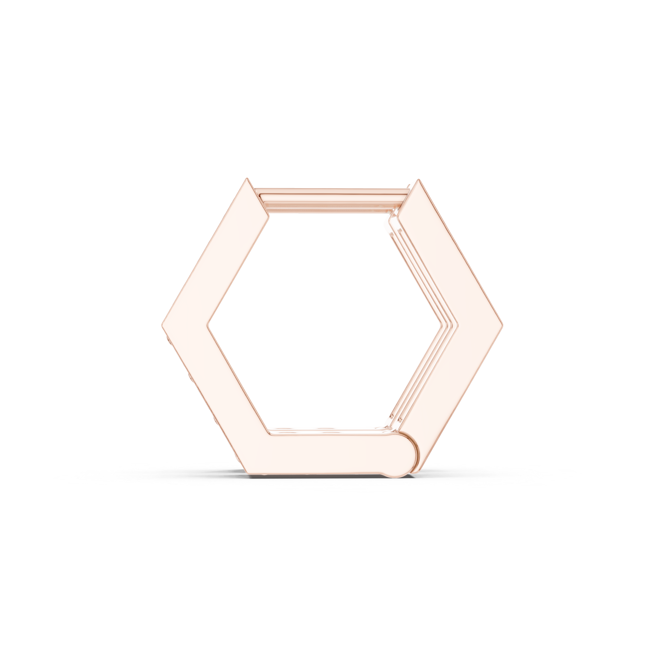 Rose Gold Hexagon Geometric Diamond Hugging Hoop Earrings