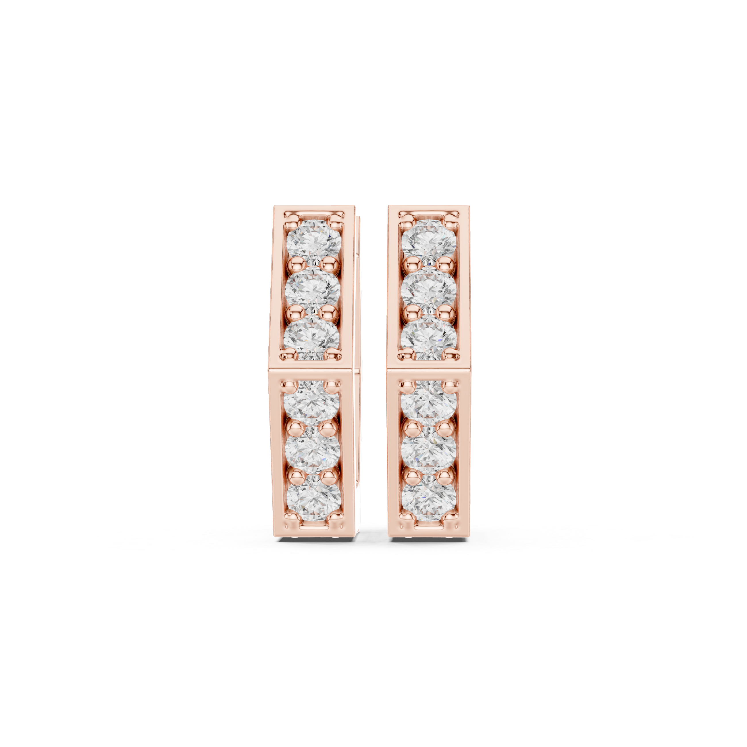 Rose Gold Hexagon Geometric Diamond Hugging Hoop Earrings
