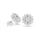 Rose Gold Blooming Floral Cluster Diamond Stud Earrings
