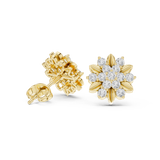 Rose Gold Blooming Floral Cluster Diamond Stud Earrings