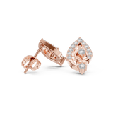 Rose Gold Abstract Curved Loop Diamond Stud Earrings