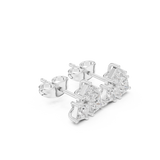 Rose Gold Princess Cut Diamond Curved Cluster Stud Earrings