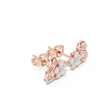 Rose Gold Swan Motif Floral Cluster Diamond Stud Earrings