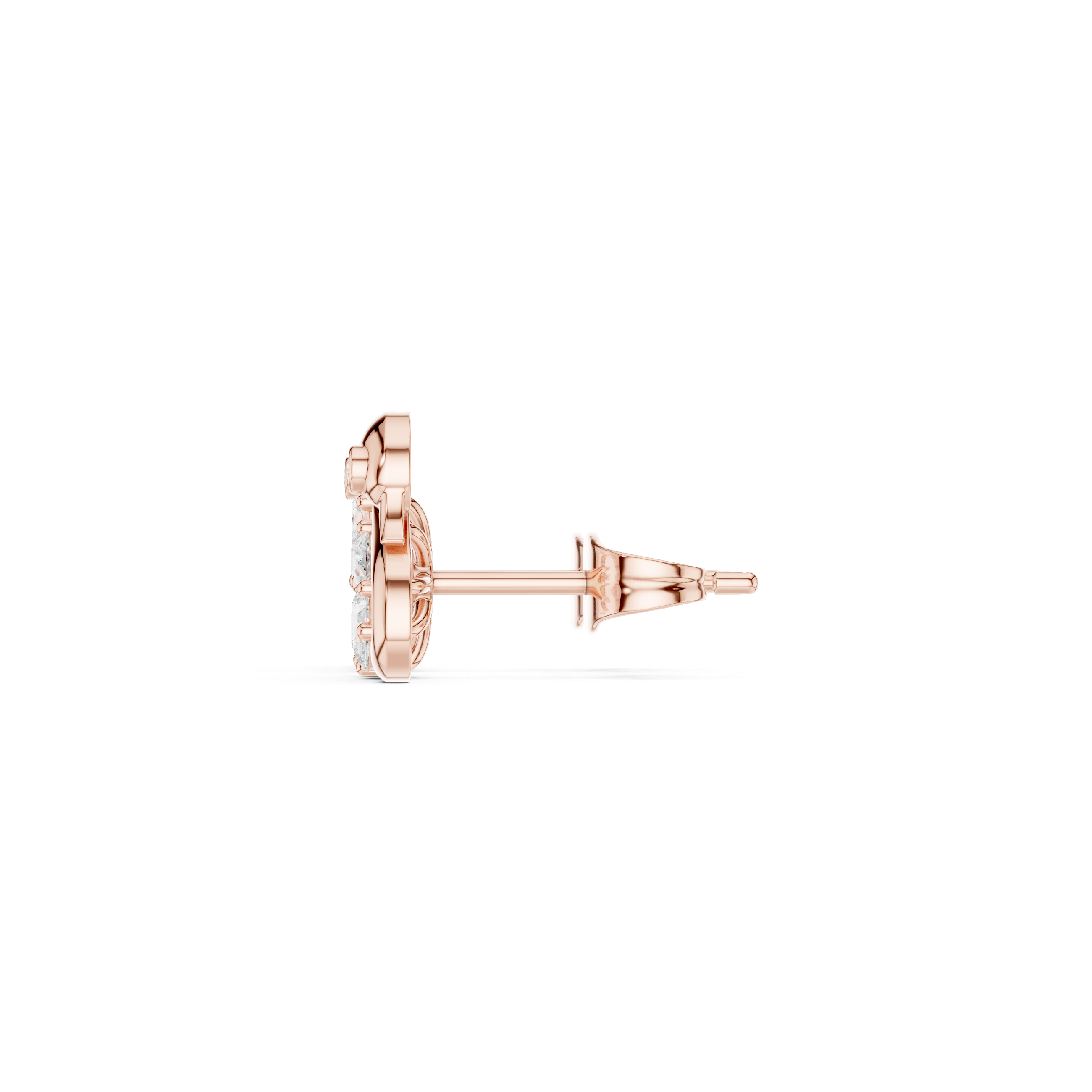 Rose Gold Swan Motif Floral Cluster Diamond Stud Earrings