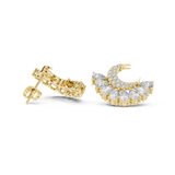 Rose Gold Crescent Moon Pear Diamond Cluster Stud Earrings