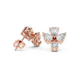 Rose Gold Butterfly Pear Diamond Cluster Stud Earrings