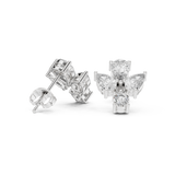 Rose Gold Butterfly Pear Diamond Cluster Stud Earrings