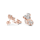 Rose Gold Pear Diamond Cluster & Curved Pave Floral Jacket Stud Earrings