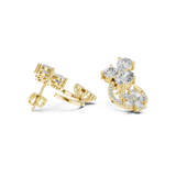 Rose Gold Pear Diamond Cluster & Curved Pave Floral Jacket Stud Earrings