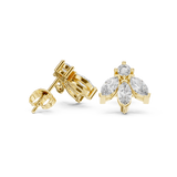 Rose Gold Marquise Leaf Cluster Diamond Stud Earrings