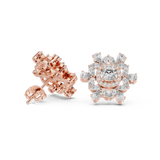 Rose Gold Solitaire Halo & Marquise Cluster Stud Earrings