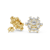 Rose Gold Solitaire Halo & Marquise Cluster Stud Earrings