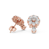 Rose Gold Pear Diamond Sunflower Bloom & Drop Stud Earrings
